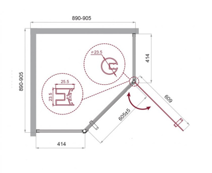Душевой уголок BelBagno UNO-195-P-1-90-C-Cr