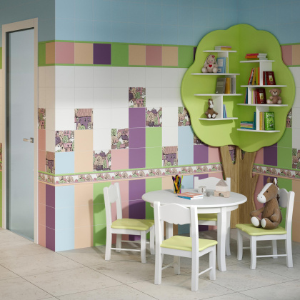 Декор 1 OS\A222\5009 Городок Белый (20см*20см*6,9мм) (10шт/0,4м2) , шт