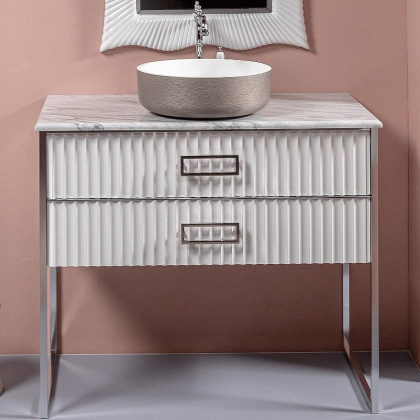 Тумба MONACO 100см h74см белая глянец + хром под раковину чашу 867-100-WCR Boheme