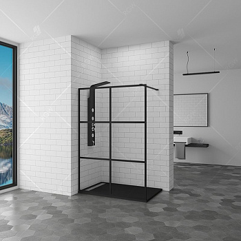 Душевая перегородка RGW Walk In WA-11-B 110 профиль Черный стекло прозрачное