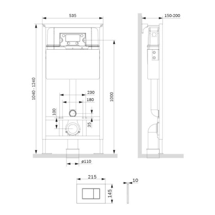 I012707.0238 ProC Инсталляция для подвесного унитаза с клавишей ProC S пластик, черн. матовый I012707.0238 ProC Инсталляция для подвесного унитаза с клавишей ProC S пластик, черн. матовый