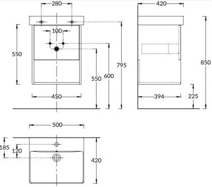 Тумба PRO подвесная 1 ящик 50, вяз PRO.50.1\OLM