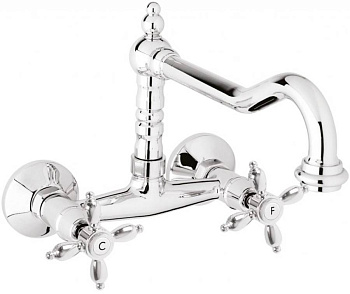 NOSTALGIA-LLP-01 Кухонный смеситель настенного монтажа Исполнение: Хром, Ручки: Хром 
