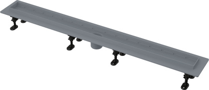 Водоотводящий желоб с порогами для перфорированной решетки или решетки под кладку плитки, без гидрозатвора Водоотводящий желоб с порогами для перфорированной решетки или решетки под кладку плитки, без гидрозатвора