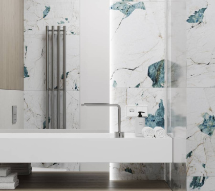Crackstone Aqua Керамогранит бирюзовый 60х120 лаппатированный шайн