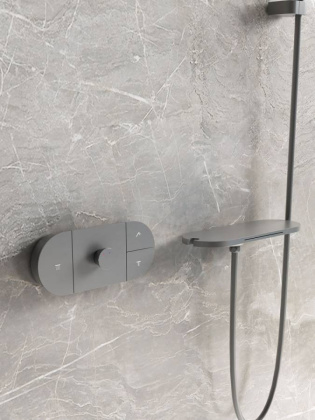 Душевой комплект Futura VSFW-2F12TGM термостатический встраиваемый, 3 режима, вороненая сталь