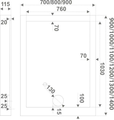 Душевой поддон акриловый Creto Olimpos 1400х900 6-1021