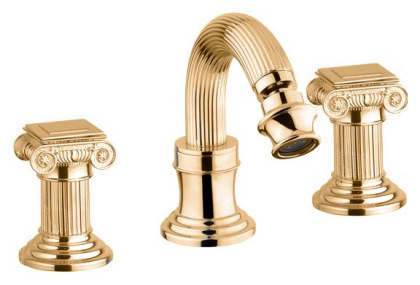 OLIMP-BBS2-02-Sw Смеситель для биде на три отверстия с донным клапаном, бронза, ручки Swarovski