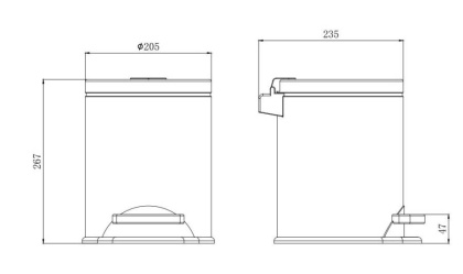 Корзина для мусора с педалью 5л AQUATEK, матовый черный AQ4016MB ВЕГА