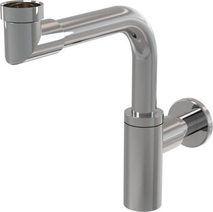 Сифон для умывальника DN32 DESIGN, цельнометаллический, экономящий пространство