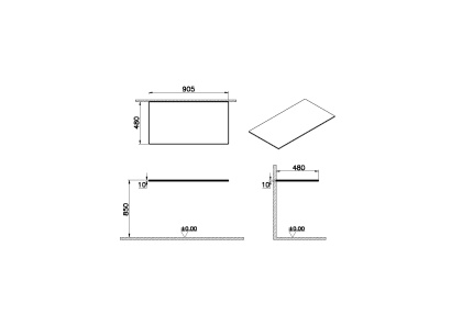 Столешница стеклянная Origin 90 см, без отверстия, черная