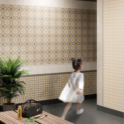 Декор VT\A463\5009 Эрмитаж 4 желтый/оранжевый/серый 20см*20см*6,9мм (1уп/10шт/)матовый, шт