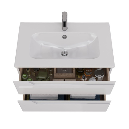 Тумба Lemark MIANO 80см под 1 раковину, подвесная, 2 ящика, цвет корпуса, фасада: Белый глянец Тумба Lemark MIANO 80см под 1 раковину, подвесная, 2 ящика, цвет корпуса, фасада: Белый глянец