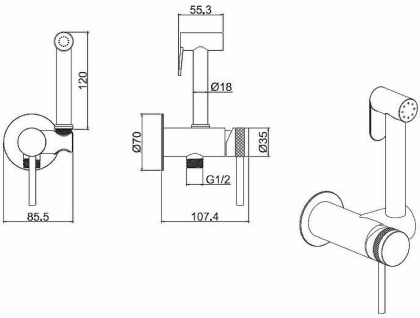 Смеситель с гигиеническим душем Allen Brau Priority 5.31A29-31 (с внутренней частью) черный матовый