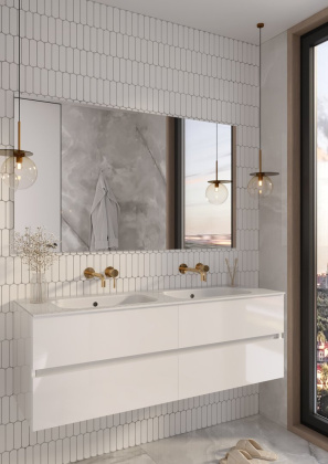 Тумба без раковины Vallessi 140*46cm  Белый глянец 4 полки 837-140-W Boheme