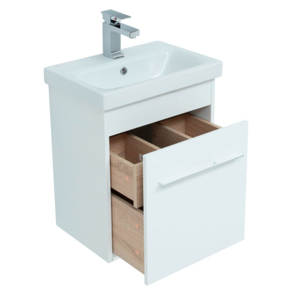 Тумба под раковину Aquanet Августа 50 (Moduo Slim) белый (ручки хром)