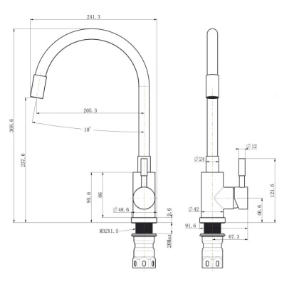 Смеситель красный излив д/кухни нерж сталь с гибким изливом BALEAR, арт.13435-3BL