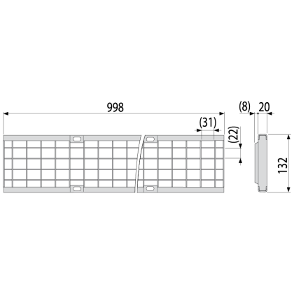 Дренажный канал 100 мм с пластиковой рамой и оцинкованной решеткой B125