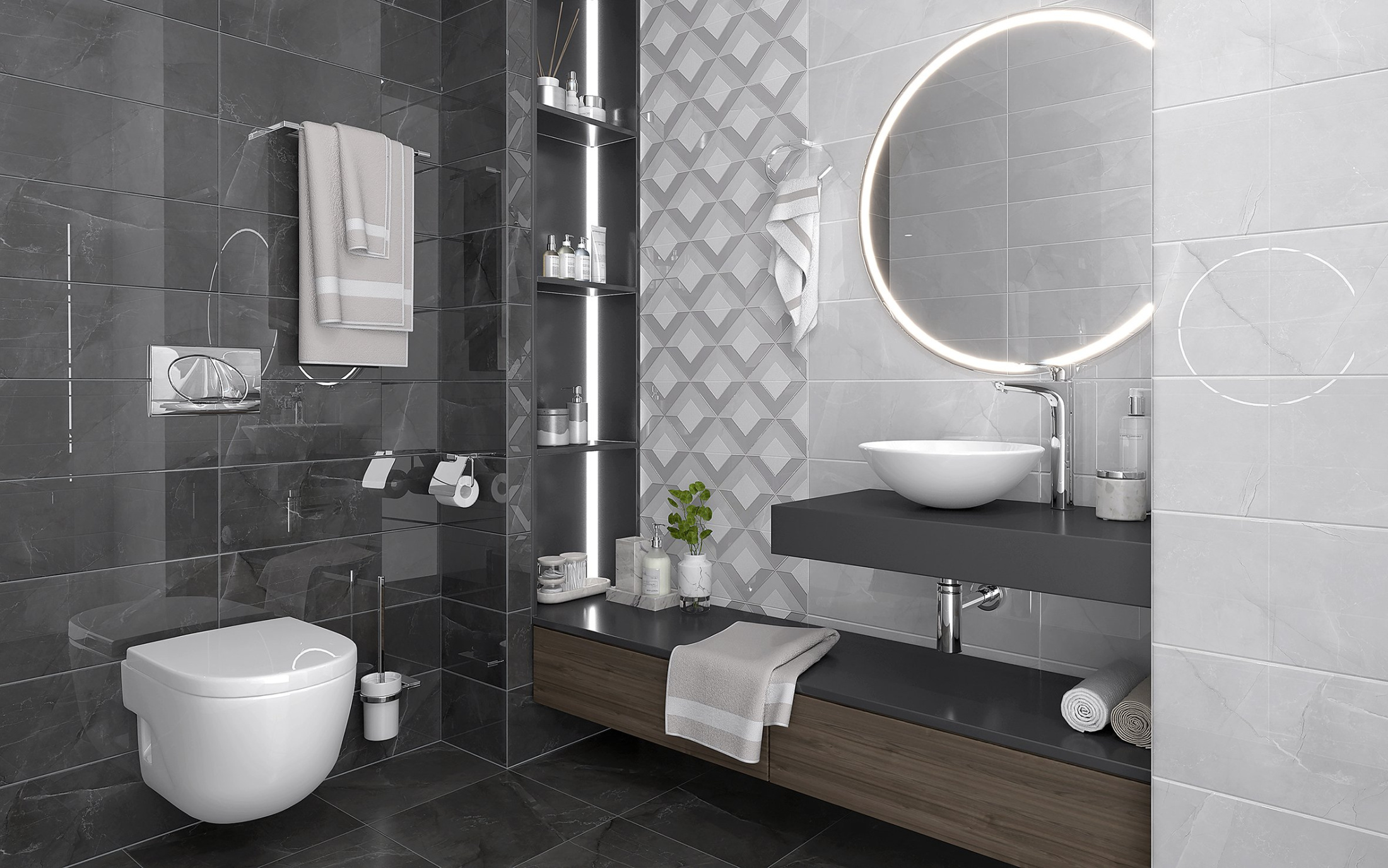 Monti Плитка настенная графитовый 60151 20х60