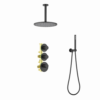 Душевая система Timo Saona SX-2399/03SM скрытого монтажа с термостатом, черная матовая