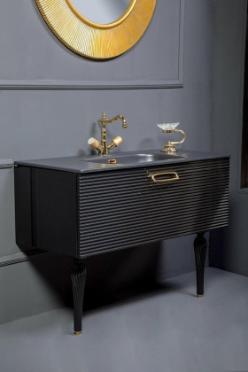 Тумба Linea 100 черная + золото_Комплект 842-100-BG Boheme Тумба Linea 100 черная + золото_Комплект 842-100-BG Boheme