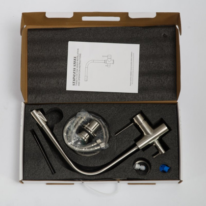 Смеситель для кухни с краном для питьевой воды, нержавеющая сталь, исполнение сатин BB-LAM15-IN