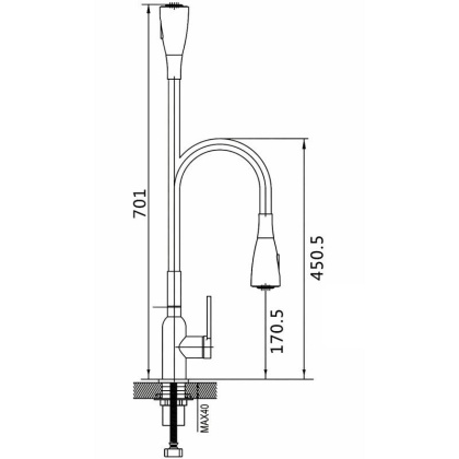 Смеситель для кухни с гибким изливом Shevanik S843T-3