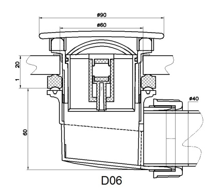 Сифон для душевых поддонов RGW Velplex QYD-06 графит, RGW 18241106-02