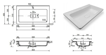 Раковина "Каре Люкс" 800х450