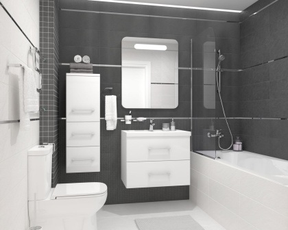 Плитка настенная 60096 Story волна черный 20*60 (10шт/1.2м2),м2