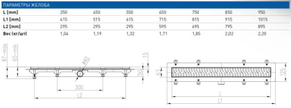 Душевой лоток 55 см Creto Walkway CRE-550 WH с решеткой, хром Душевой лоток 55 см Creto Walkway CRE-550 WH с решеткой, хром