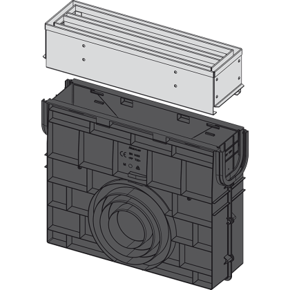 Пескоуловитель для дренажного канала с щелевой симметричной сервисной надставкой 100 мм, нержавеющая сталь 