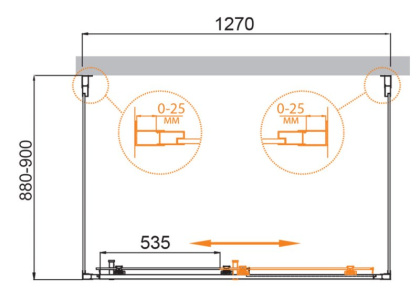 Душевой уголок MOLVENO-AH-12-110/80-P-Cr Условные размеры, мм:1100x800x1950 Габариты с диапазоном регулировок, мм:1070-(780-800)x1950 Ширина входа, мм:435  Душевой уголок MOLVENO-AH-12-110/80-P-Cr Условные размеры, мм:1100x800x1950 Габариты с диапазоном регулировок, мм:1070-(780-800)x1950 Ширина входа, мм:435