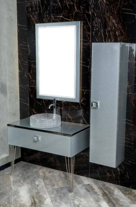 Столешница стекло 100см прямая Серебро Lucido