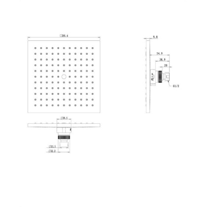 Верхний душ OMNIRES 20х20 см WGX220CR (хром)