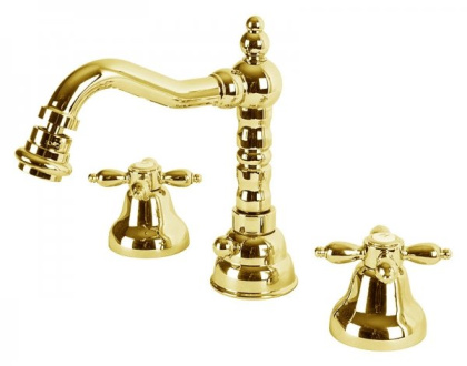 NOSTALGIA-BBS2-03/24 Смеситель на биде на три отверстия с донным клапаном золото, ручки золото NOSTALGIA-BBS2-03/24 Смеситель на биде на три отверстия с донным клапаном золото, ручки золото