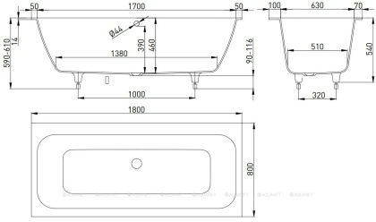 Ванна из литьевого мрамора Salini Orlanda Axis 180х80 103222M матовая