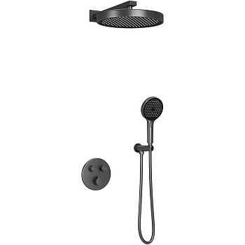 Душевой комплект SANCOS Space встраиваемый c термостатическим смесителем, цвет вороненая сталь , арт. SC3006GMG