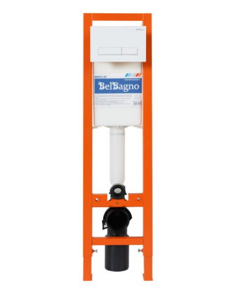 Инсталляция BelBagno 30 для подвесного унитаза, 1150х300х187 мм, со смывным бачком скрытого монтажа, фронтальное управление, крепление к стене в компл