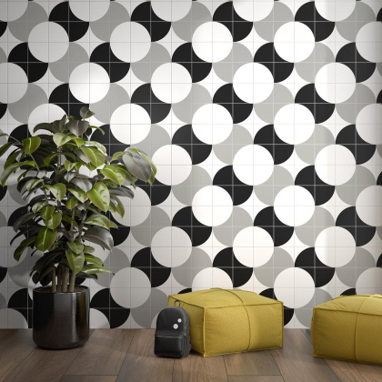 Керамический декор AZ\A009\5009 Теорема черный, белый (20см*20см*6,9мм) (10шт/0,4м2) Теорема 2, шт.