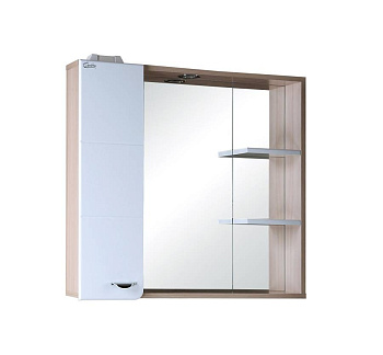 Шкаф-зеркало Onika Стиль 75 белый/ясень шимо, левый, с подсветкой