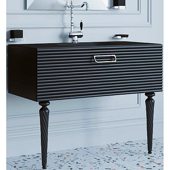 Тумба Linea 100 черная + Хром_Комплект 842-100-BCR Boheme