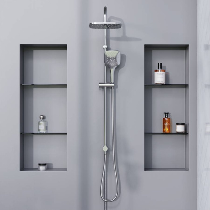 931000000 Eclipse, душ. система: верхний душ 220мм, ручн.душ 3 ф-ии 120 мм, штанга 1010 мм, Хром