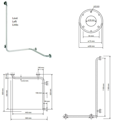 Поручень Bemeta Help 301112020 L угловой Черный матовый, левый