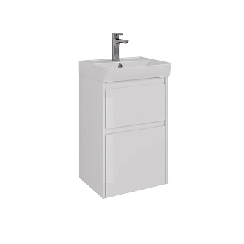 Тумба Lemark COMBI 45см под 1 раковину, подвесная/напольная, 2 ящика, цвет корпуса, фасада: Белый глянец