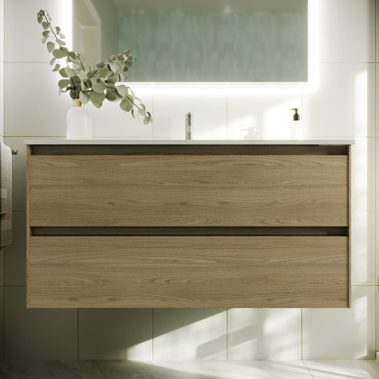 Тумба подвесная SANCOS Cento 990х450х500, c двумя ящиками оснащенными доводчиками, карпатская ель, арт.CN100KE Тумба подвесная SANCOS Cento 990х450х500, c двумя ящиками оснащенными доводчиками, карпатская ель, арт.CN100KE