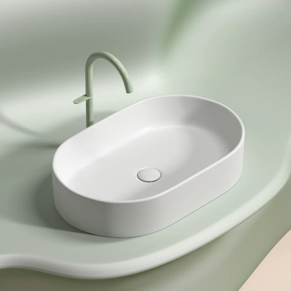 Умывальник чаша накладная овальная (цвет Белый Матовый) Element 608*385*122мм