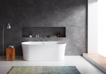 Акриловая ванна BELBAGNO BB409-1700-800-W/NM Белая матовая внутри, черная матовая снаружи