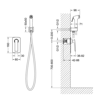 Смеситель Timo Helmi 4089/03SM встроенный с гигиеническим душем, черный матовый Смеситель Timo Helmi 4089/03SM встроенный с гигиеническим душем, черный матовый