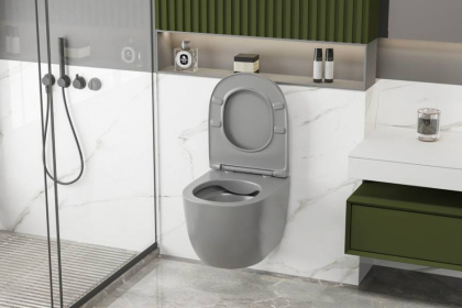 Унитаз ABBER Bequem AC1103MG подвесной серый матовый, безободковый